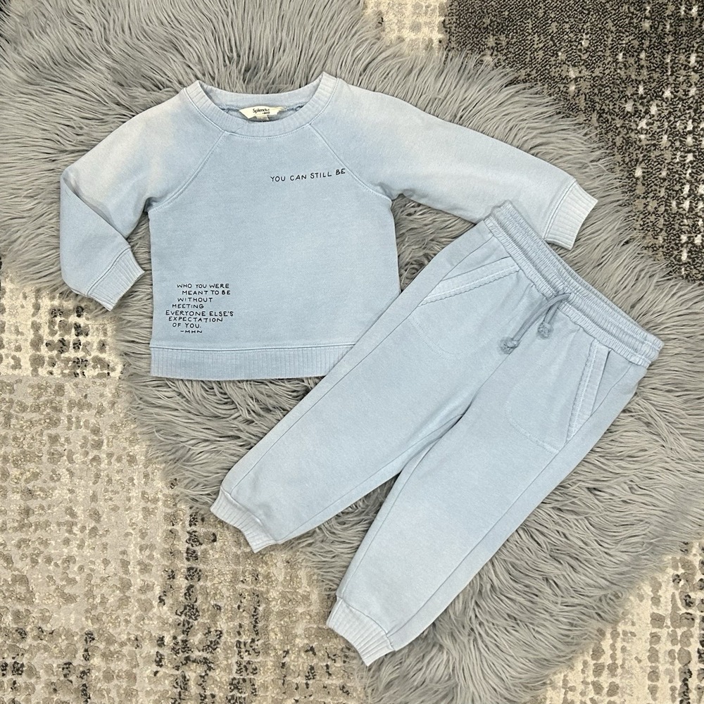 Splendid Blue 2 PC Sweatpant Matching Set Size 12-18 Months "You Can Still Be…"